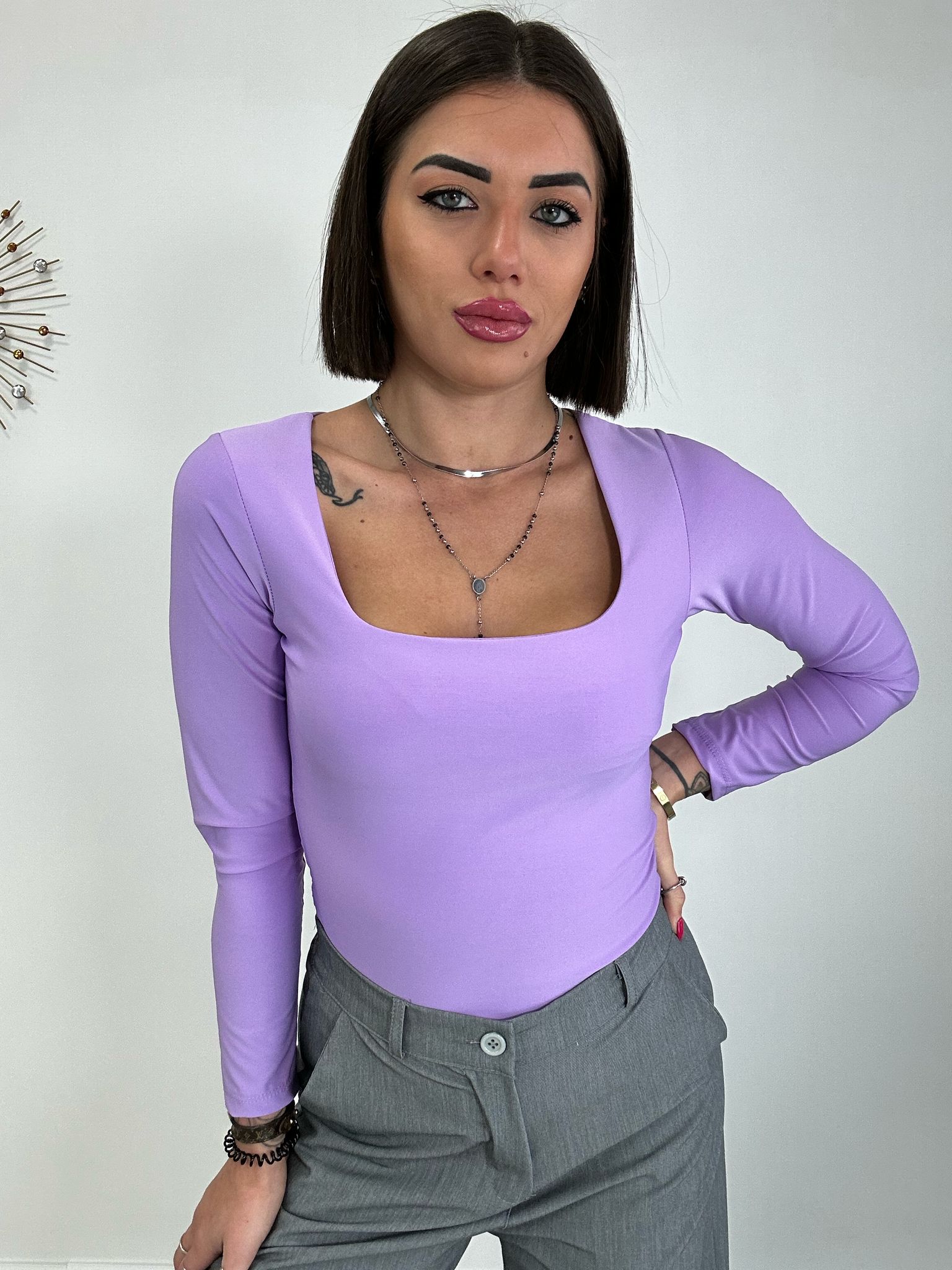 Body scollo quadrato - Lilla