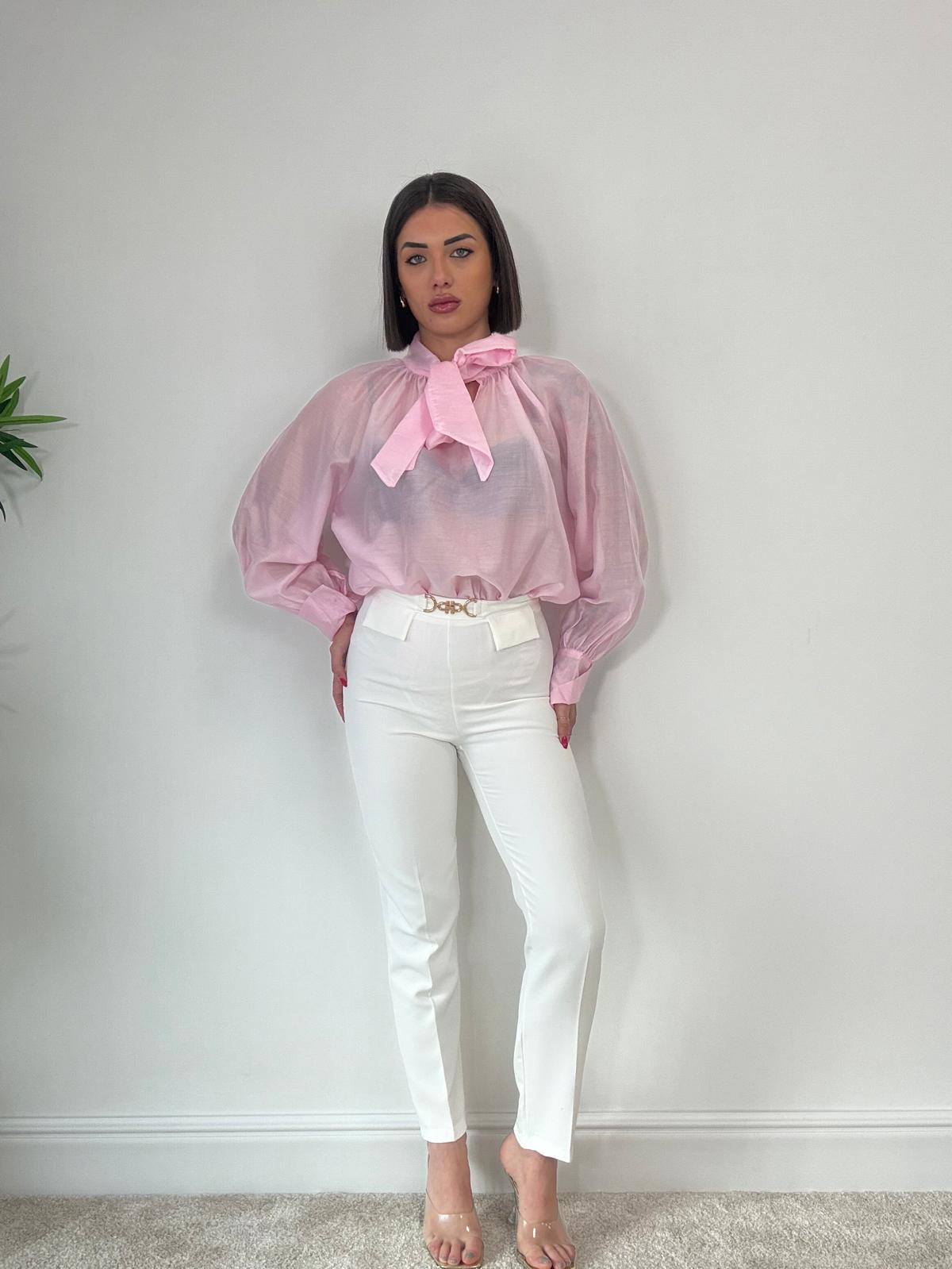 Camicia Blusa con Fiocco - Rosa