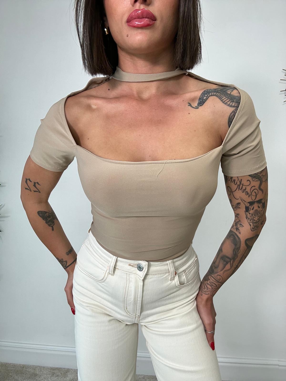 Body Scollo quadrato mezza manica - Fango