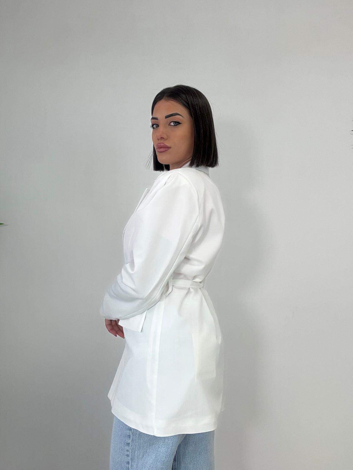Blazer con cintura - Bianco