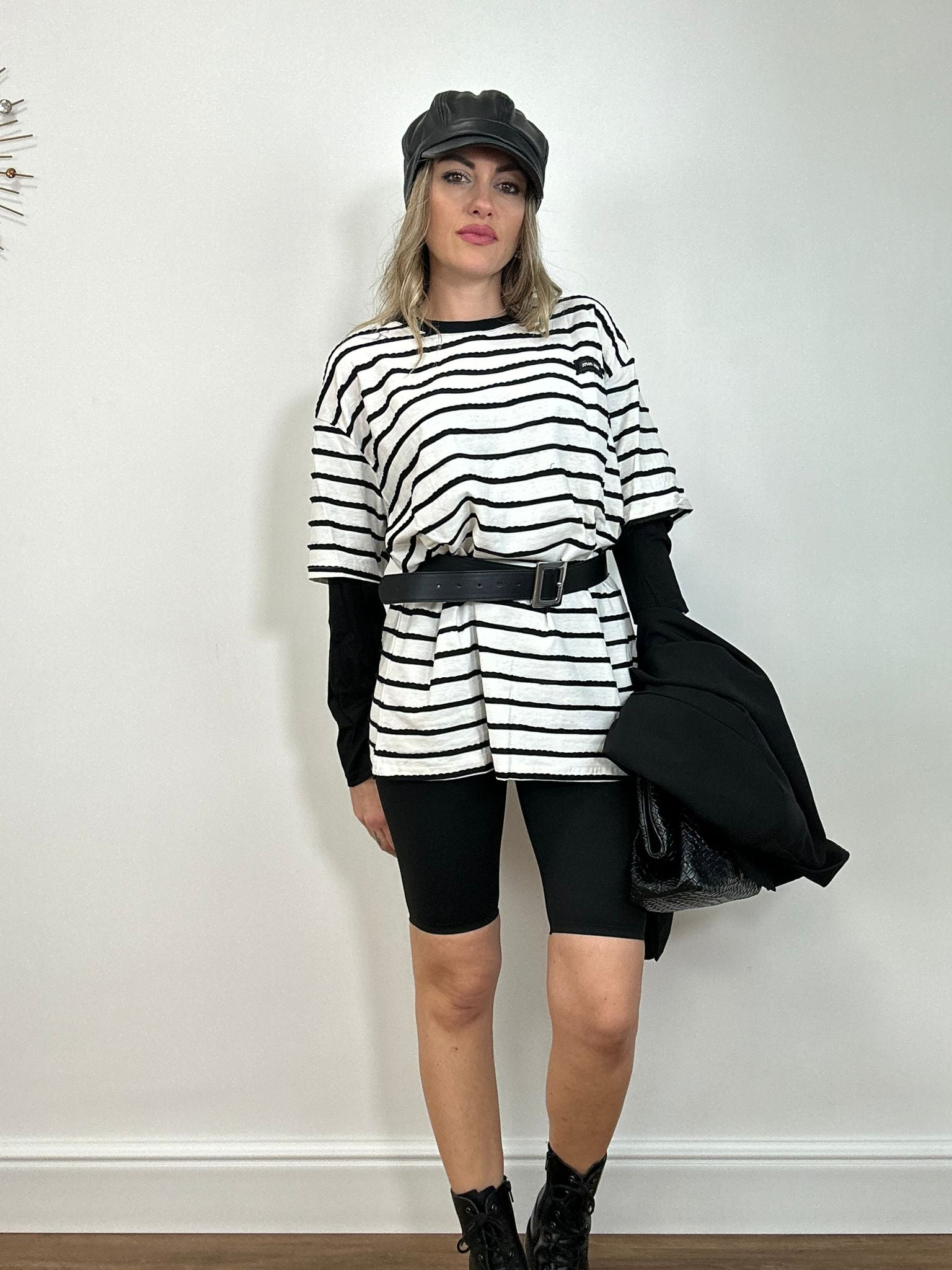 Maglia a righe H7335 - Bianco e Nero