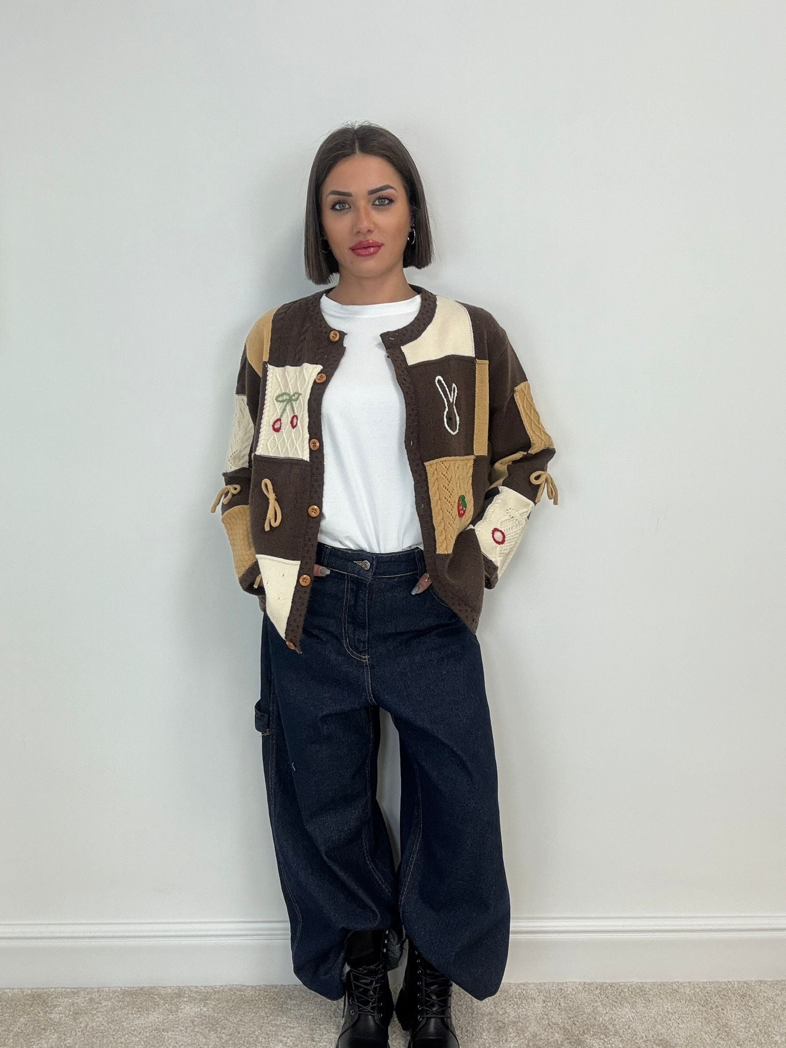 Cardigan Lapin - Carreaux Marron