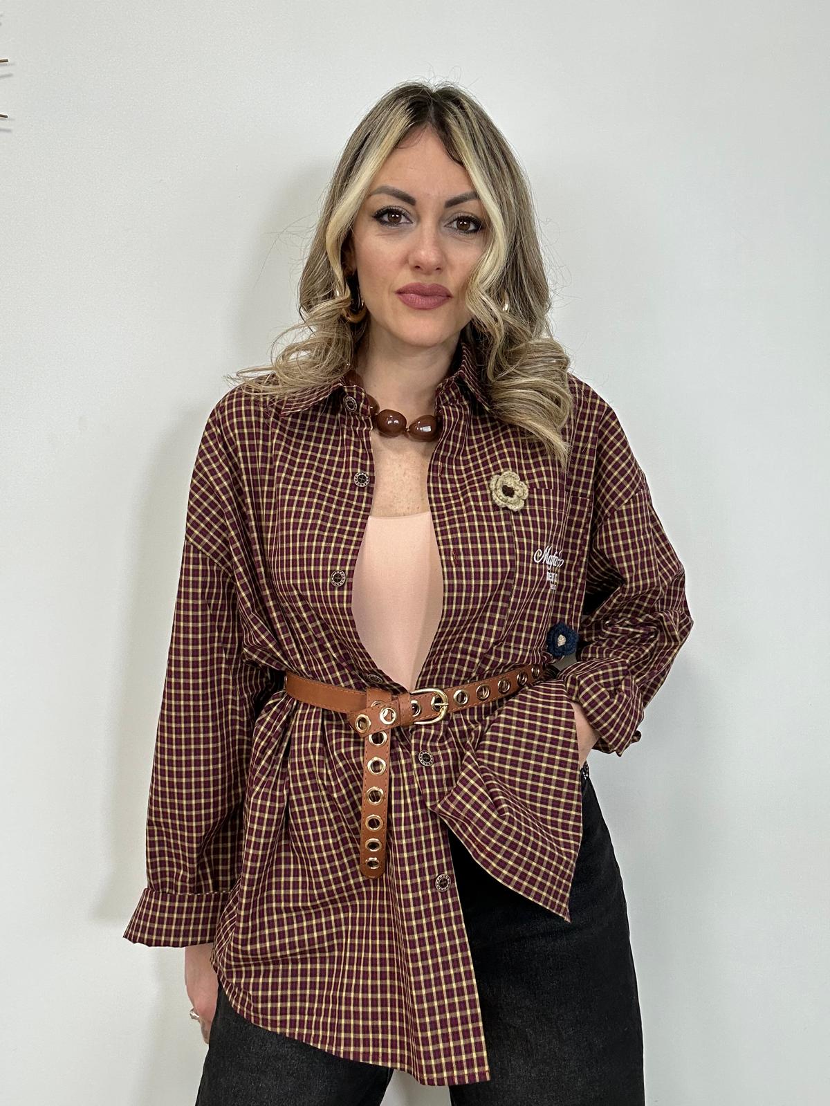 MC930 Hemd mit Krawatte - Gelb und Bordeaux