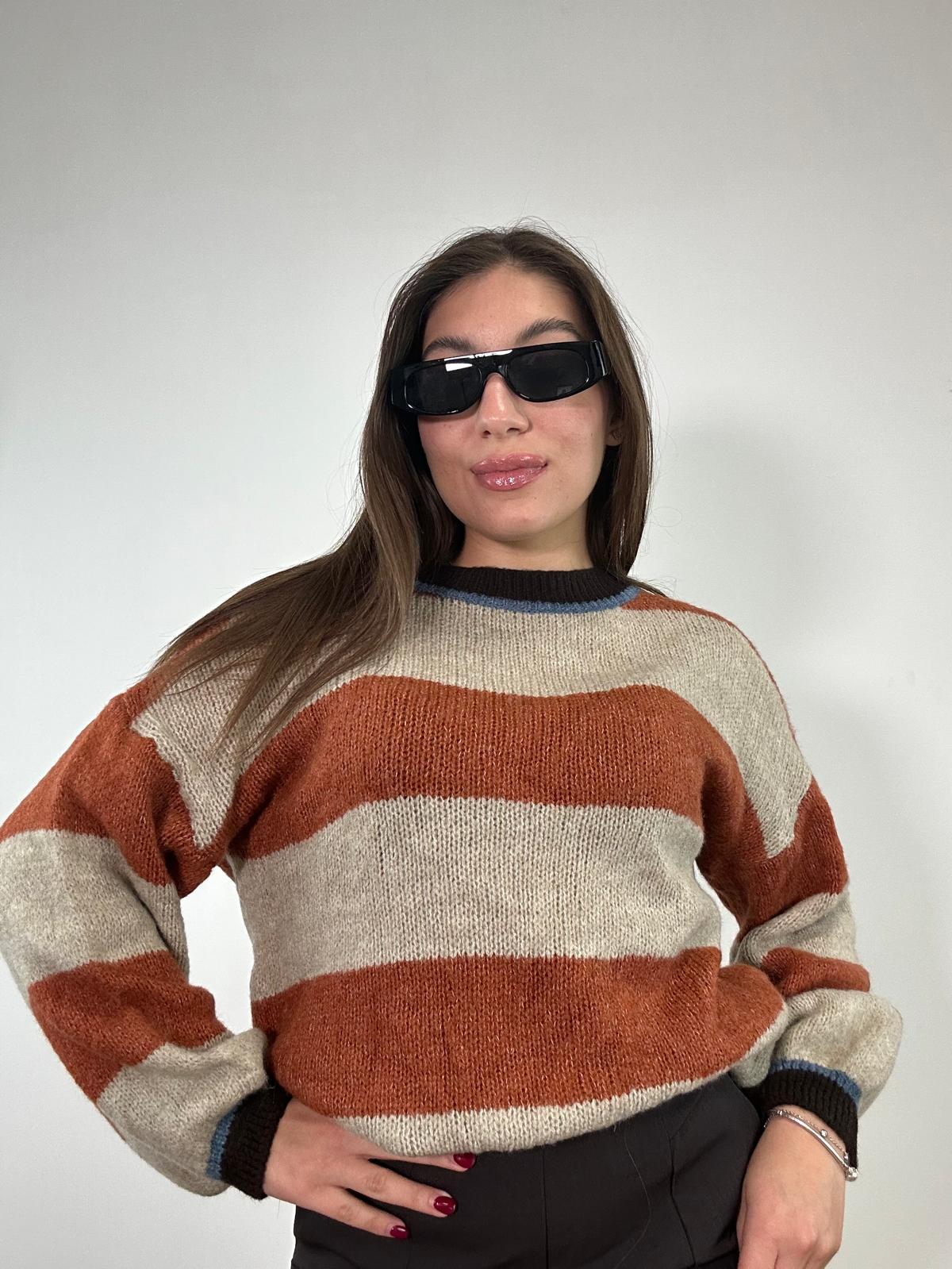 Maglione A3110 - Beige e Arancio