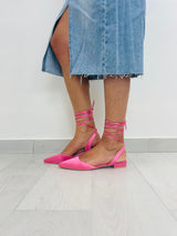 Sandalo a punta chiusa con lacci a schiava - Rosa - FR177