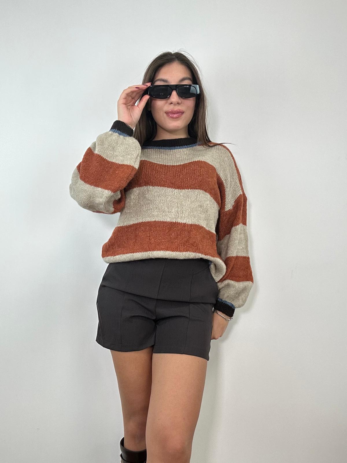 Maglione A3110 - Beige e Arancio