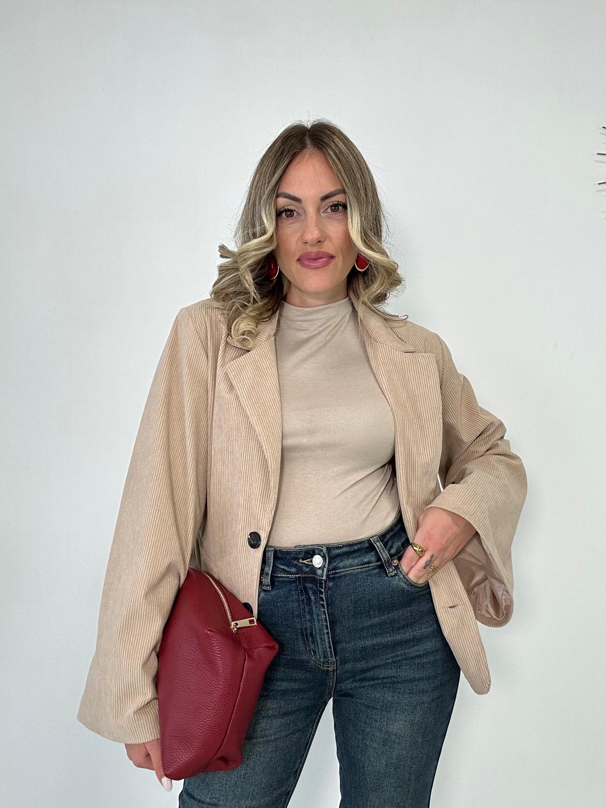 Giacca effetto velluto 6348 - Beige