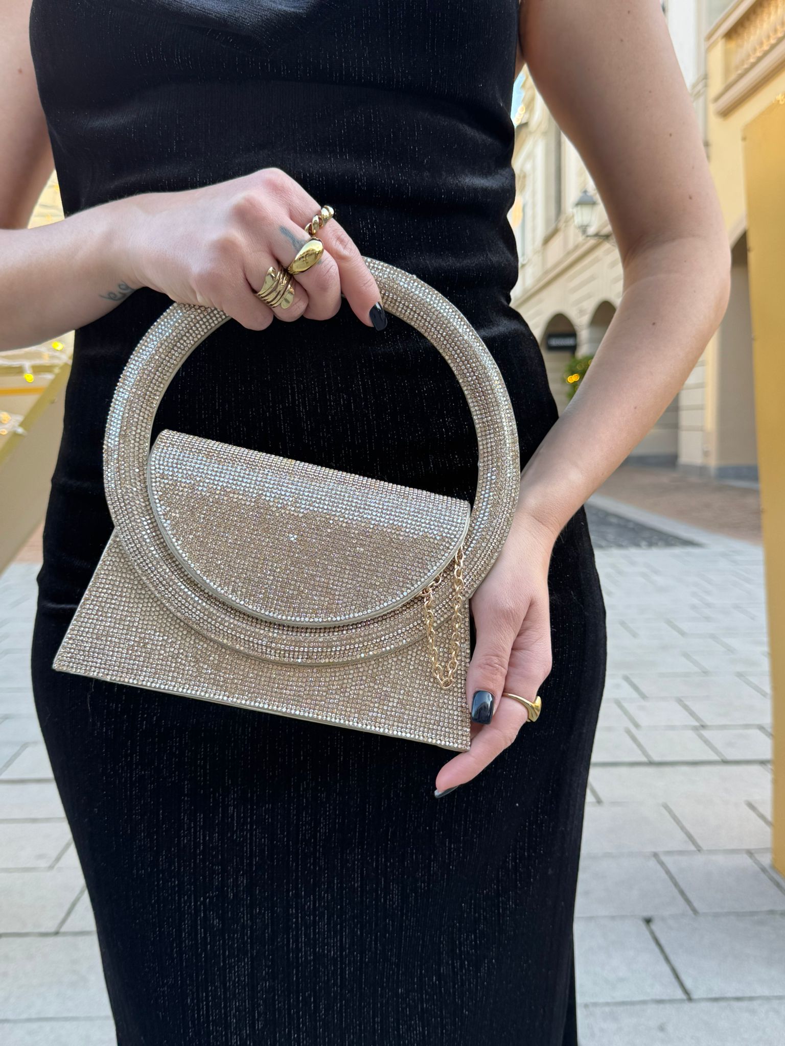 Borsa con strass - Oro