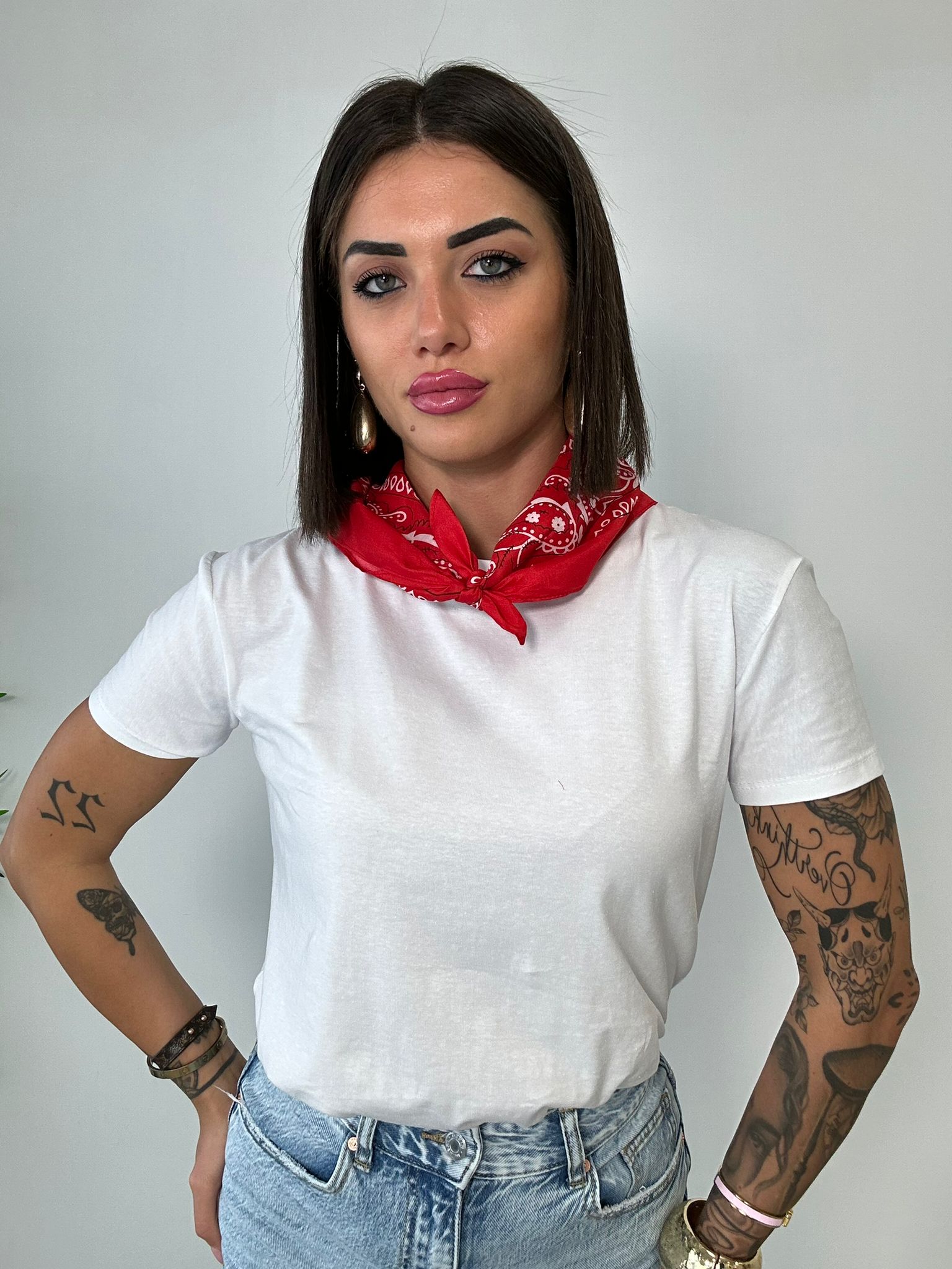 T-shirt con bandana -  Rosso