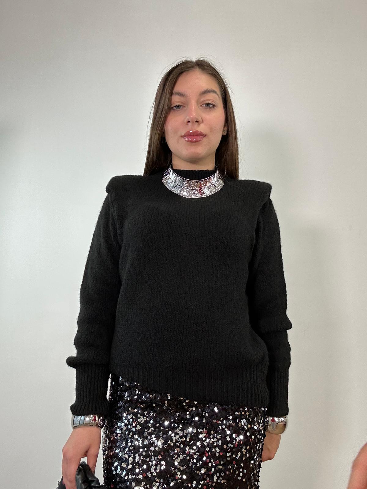 Maglione con spalline 3101 - Nero