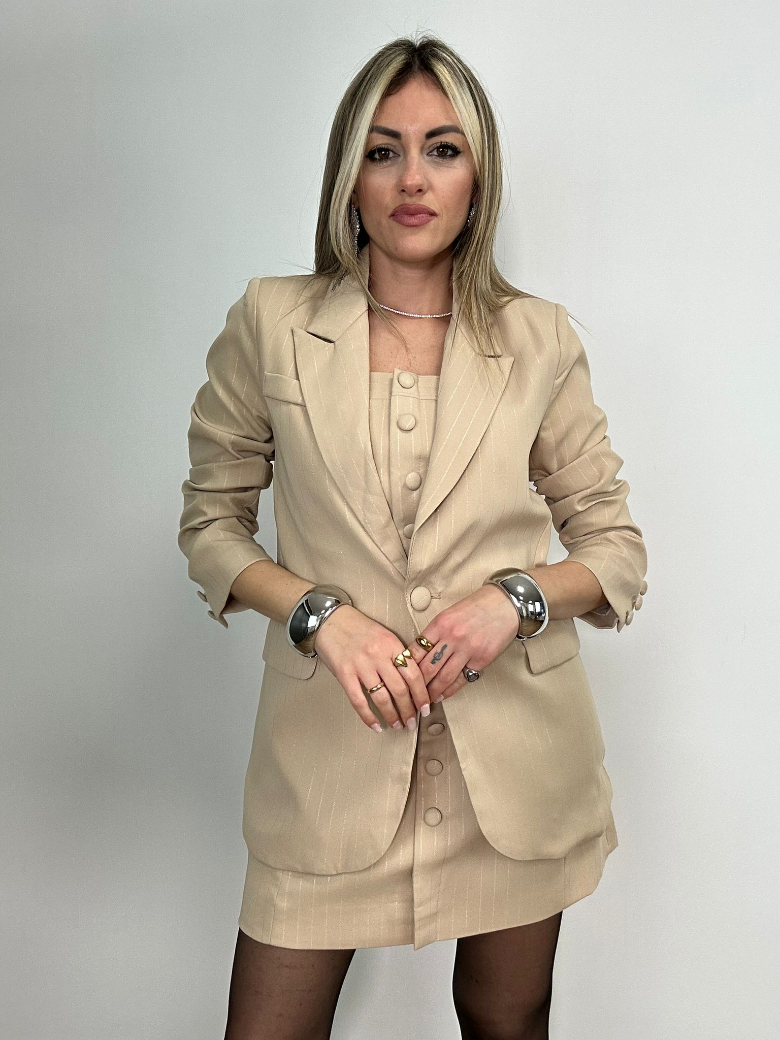 Coordinato EC2388 (Abito + Blazer) Beige