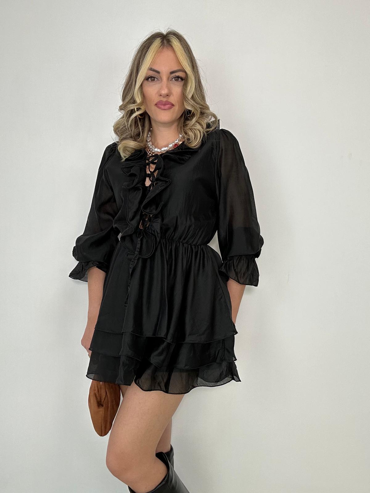 Coordinato M1602 (Blusa + Pantaloncino) Nero