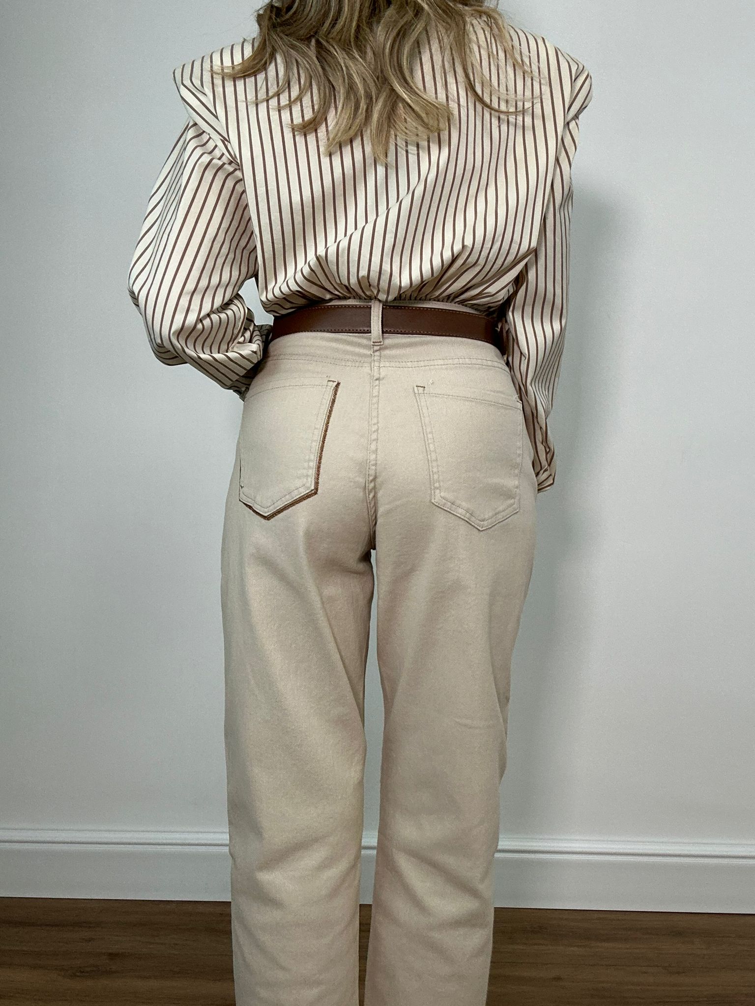 Jeans Mom Fit 32637 - Beige