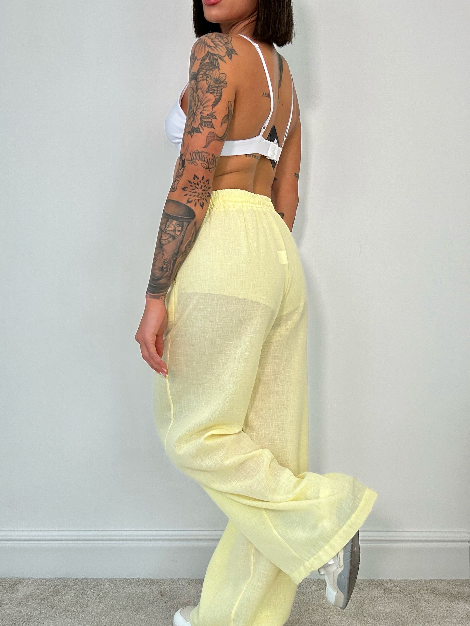Pantalone in Lino con Laccetti - Giallo
