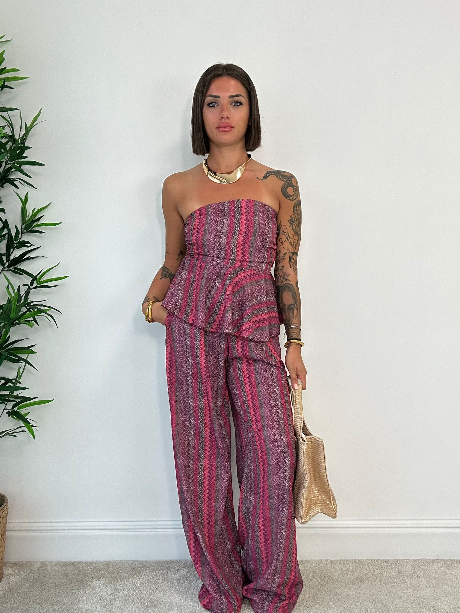 Coordinato Marta (Top a fascia + Pantalone) Multicolor