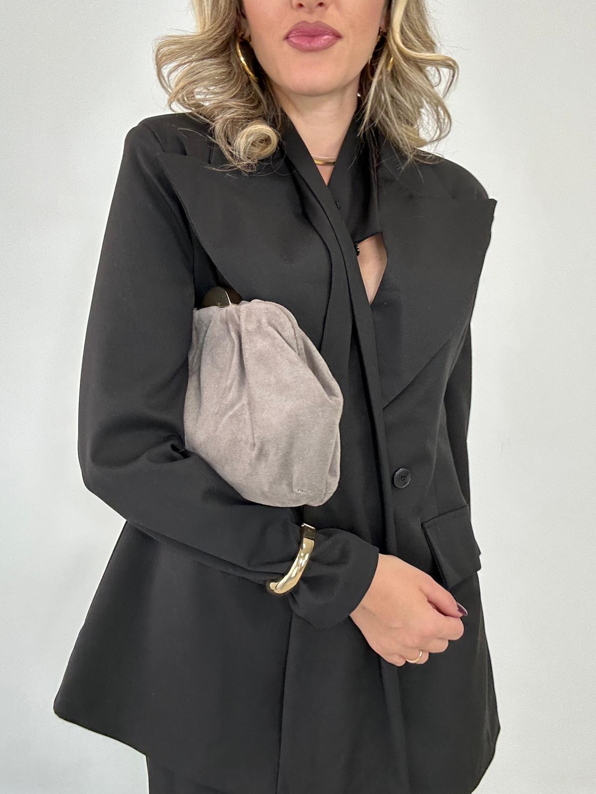 Pochette con gancetto oro - Grigio