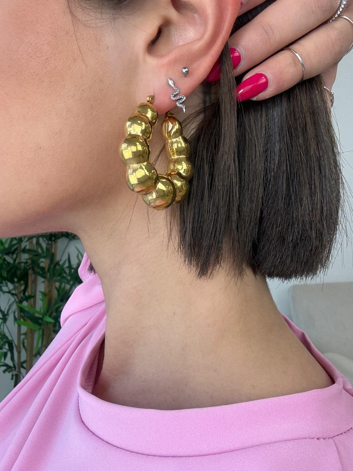 Boucles d'oreilles créoles bombées - Doré