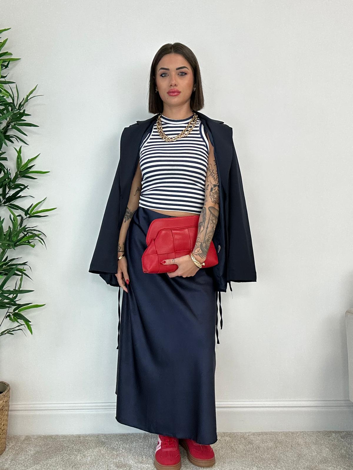 Crop top rayé - Bleu et blanc