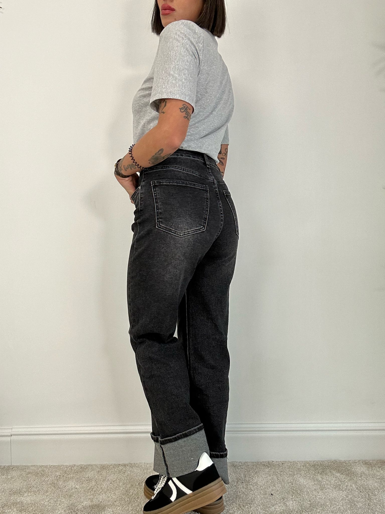 Jeans con piega - Nero