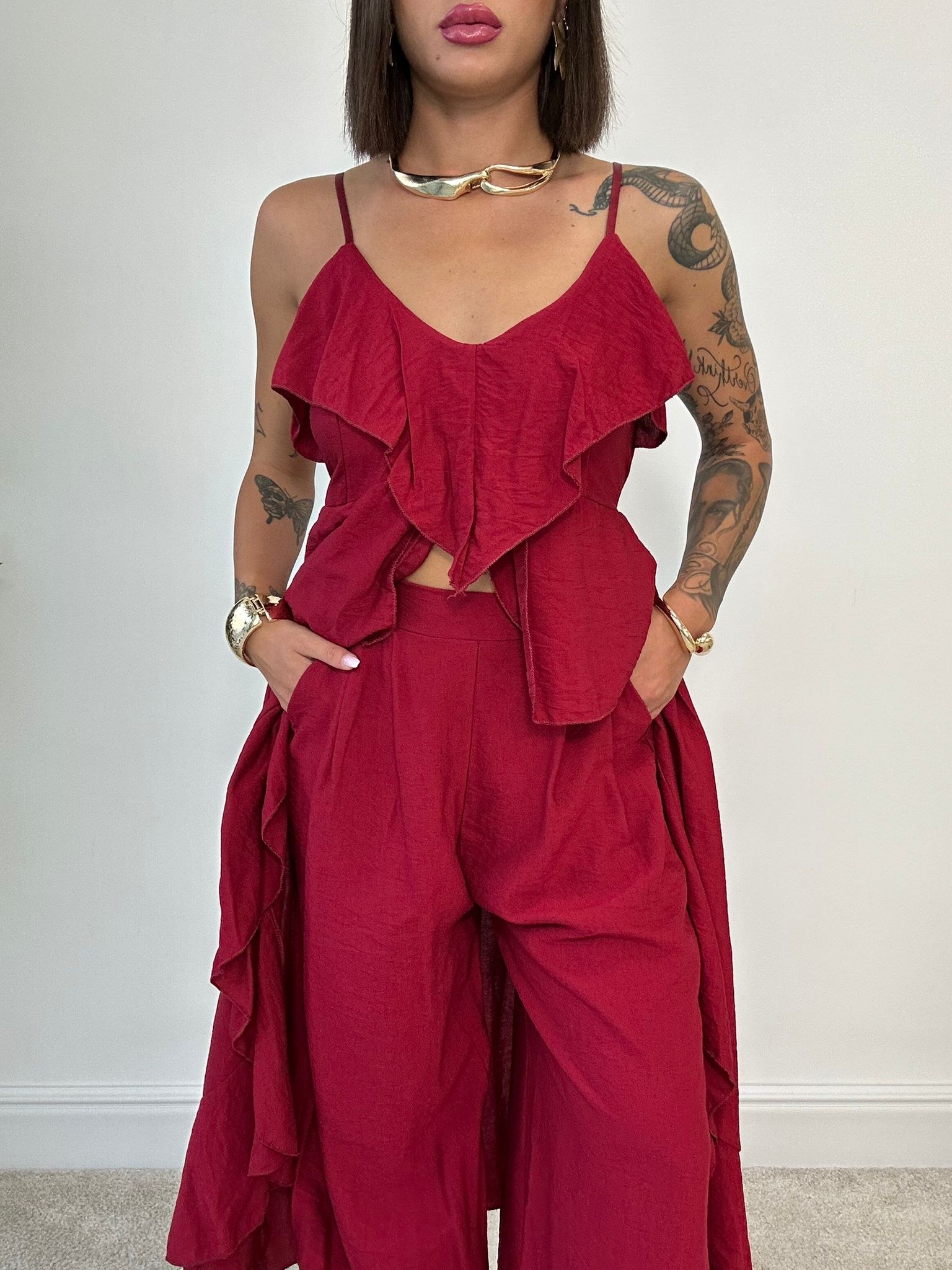 Coordinato Granada (Top Lungo + Pantalone) Rosso