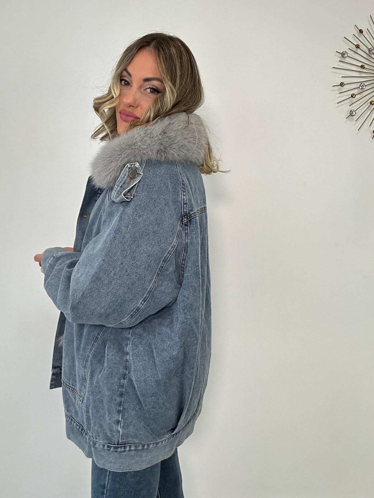 Giacca di jeans con ecopelliccia 6373