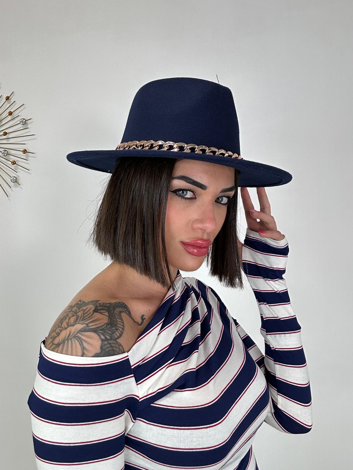 Chapeau avec chaîne - Bleu