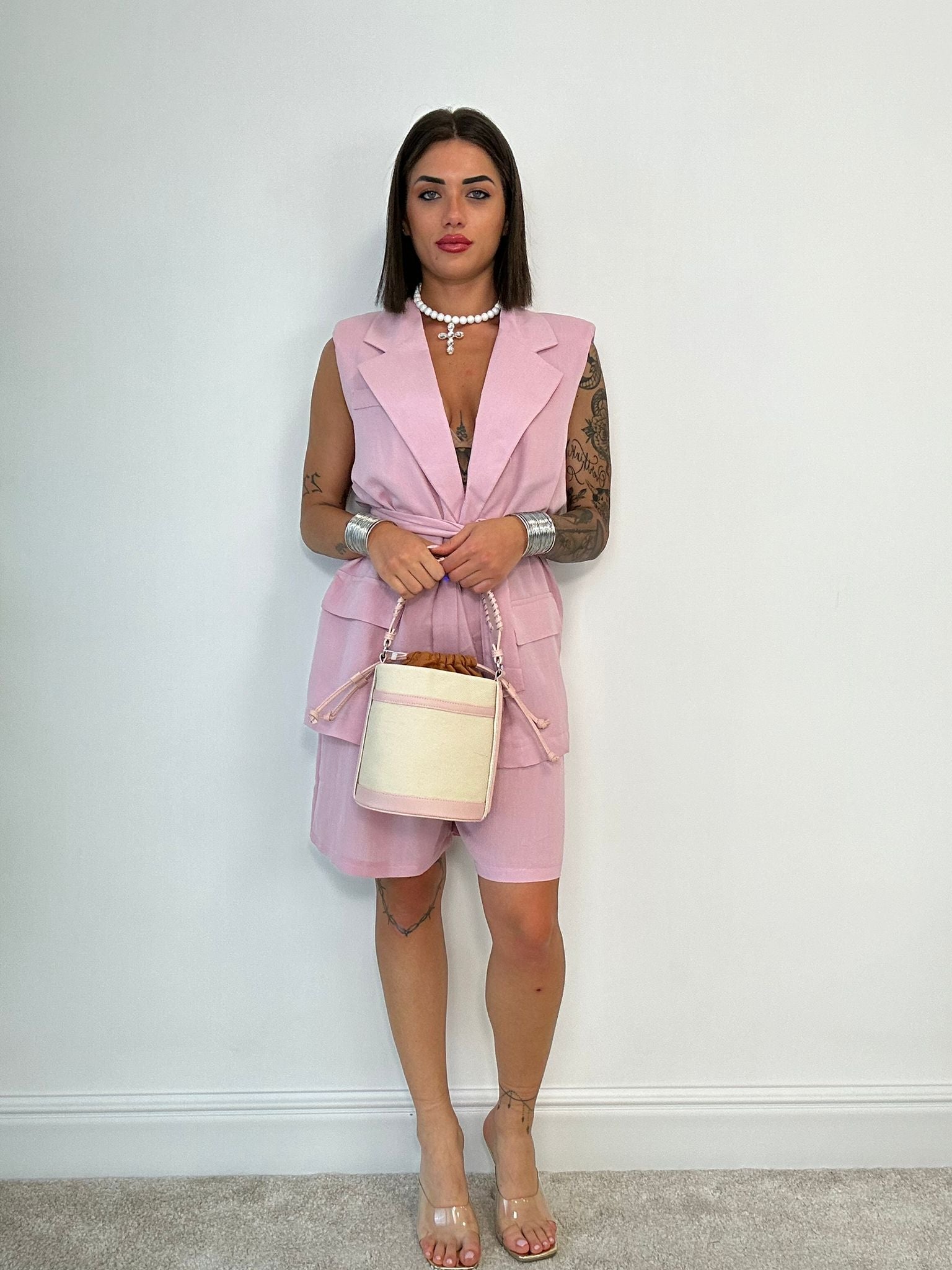 Coordinato Tropea (Blazer Smanicato + Bermuda) Rosa