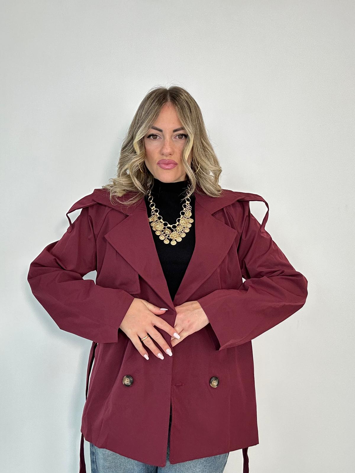 Kurzer Trenchcoat 5909 - Bordeaux