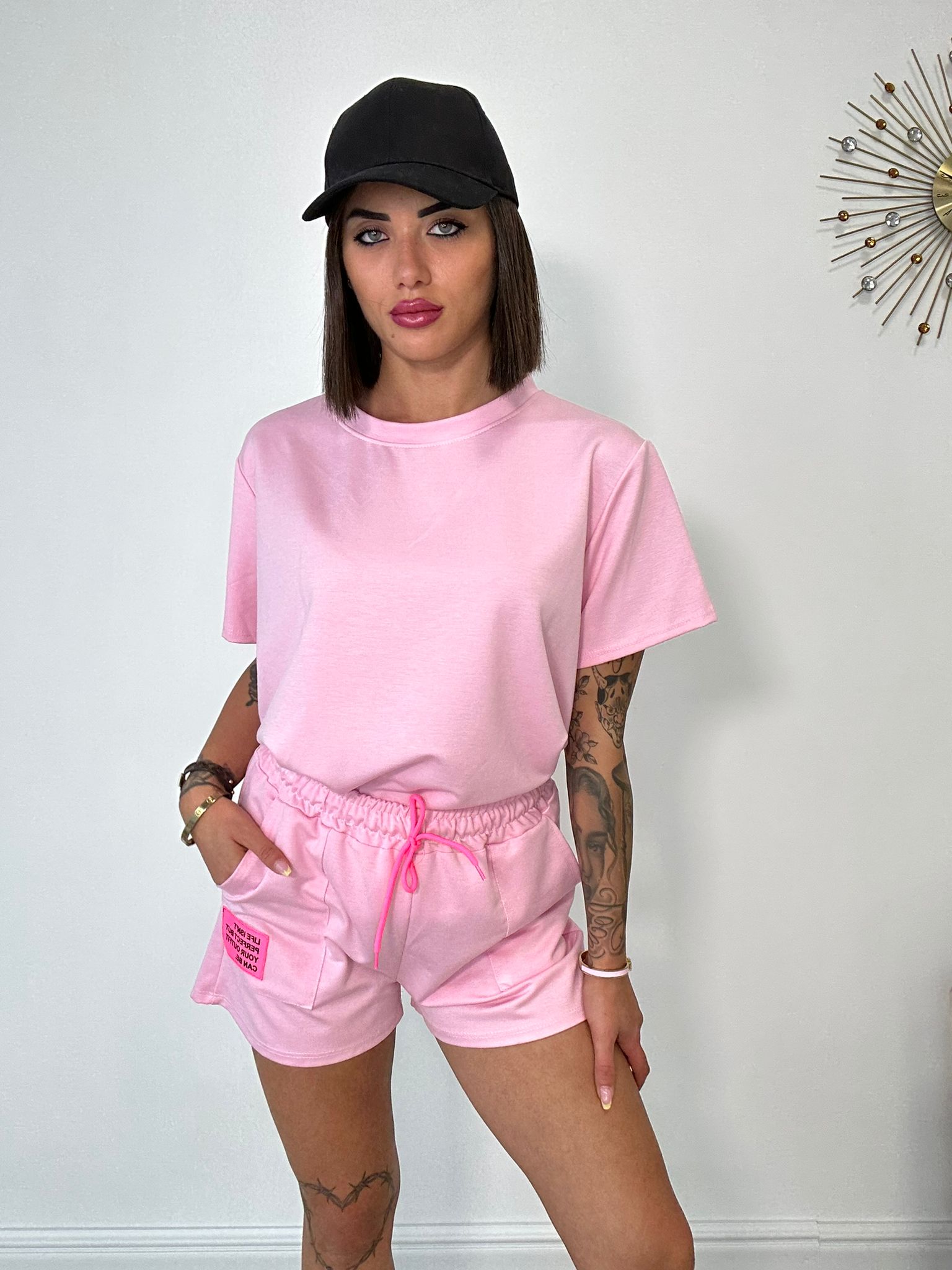 Coordinato sportivo ( Pantaloncino + T-Shirt ) - Rosa