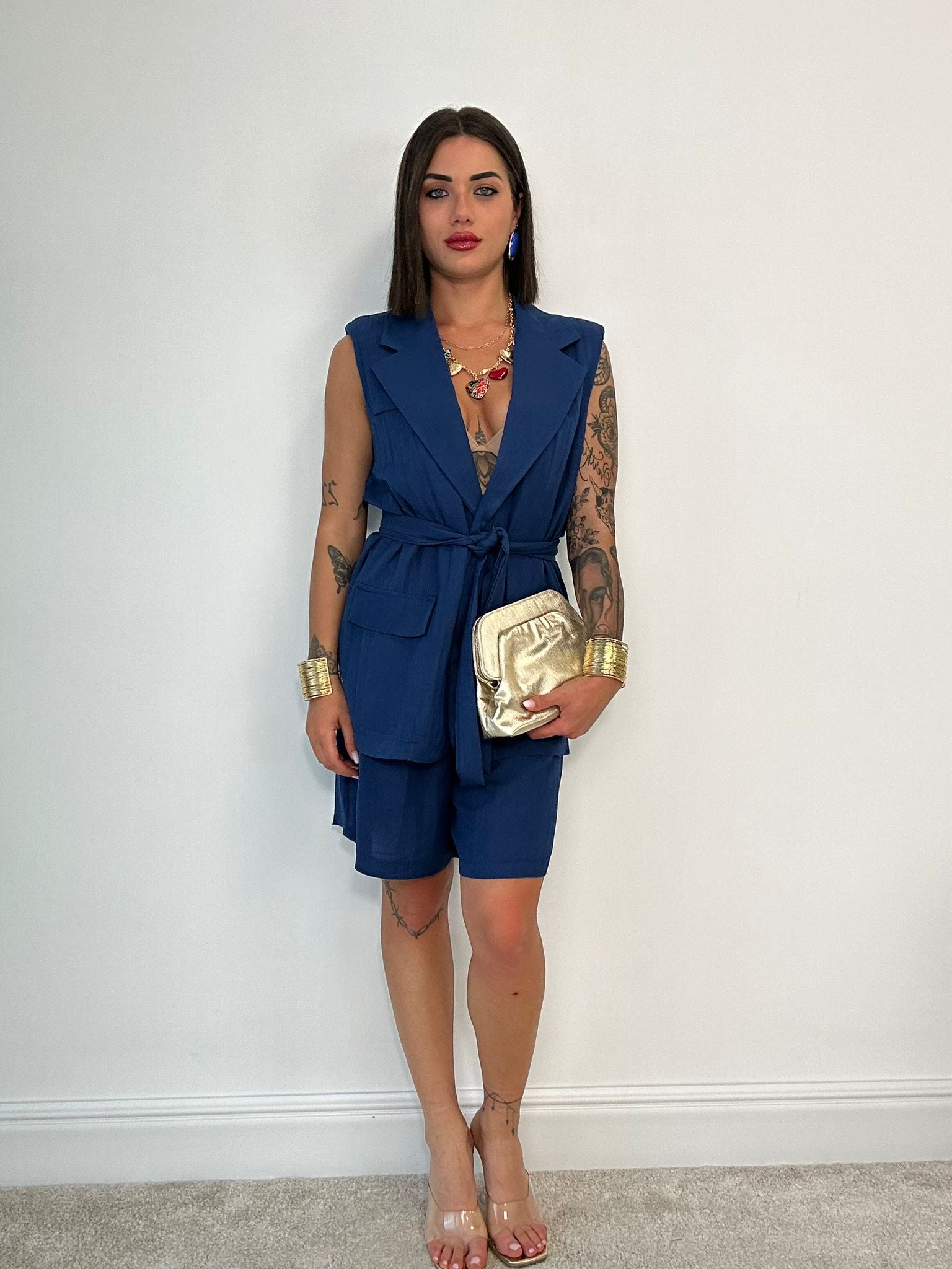 Coordinato Tropea (Blazer Smanicato + Bermuda) Blu