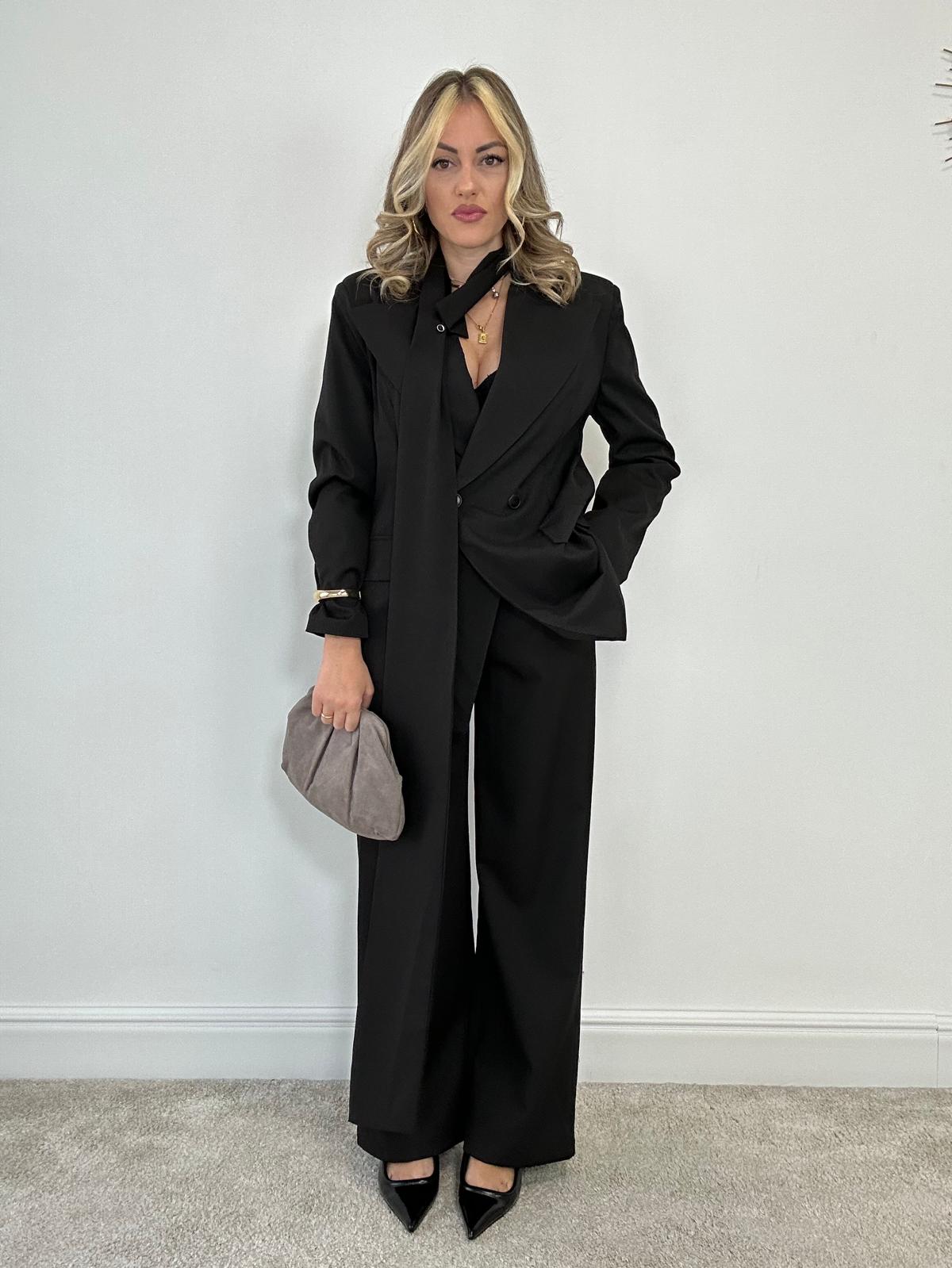 Tailleur 2612 (Blazer con foulard + Pantalone) Nero