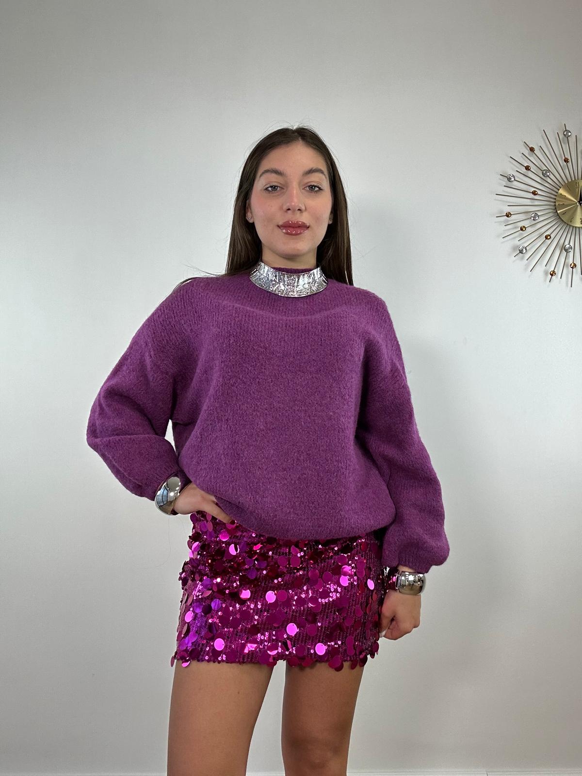 Gonna Mini con Paillettes 6692 - Fucsia