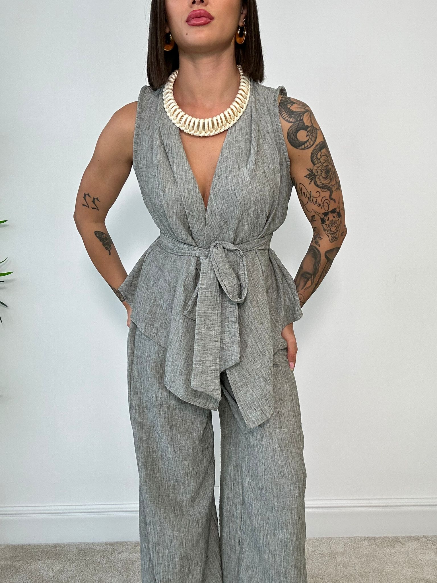 Coordinato Rio (Giacca smanicata + Pantalone) Verde