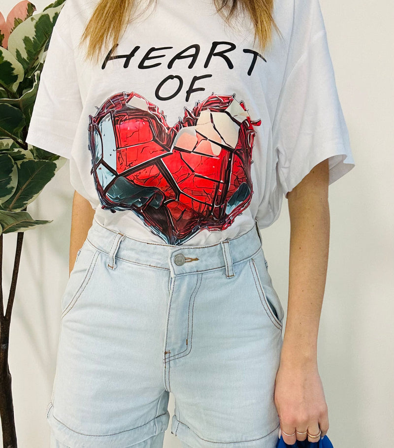 Maxi T-shirt Heart Of Glass - Bianco