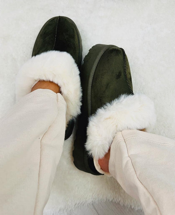 Slippers con ecopelliccia - Army Green - SC57