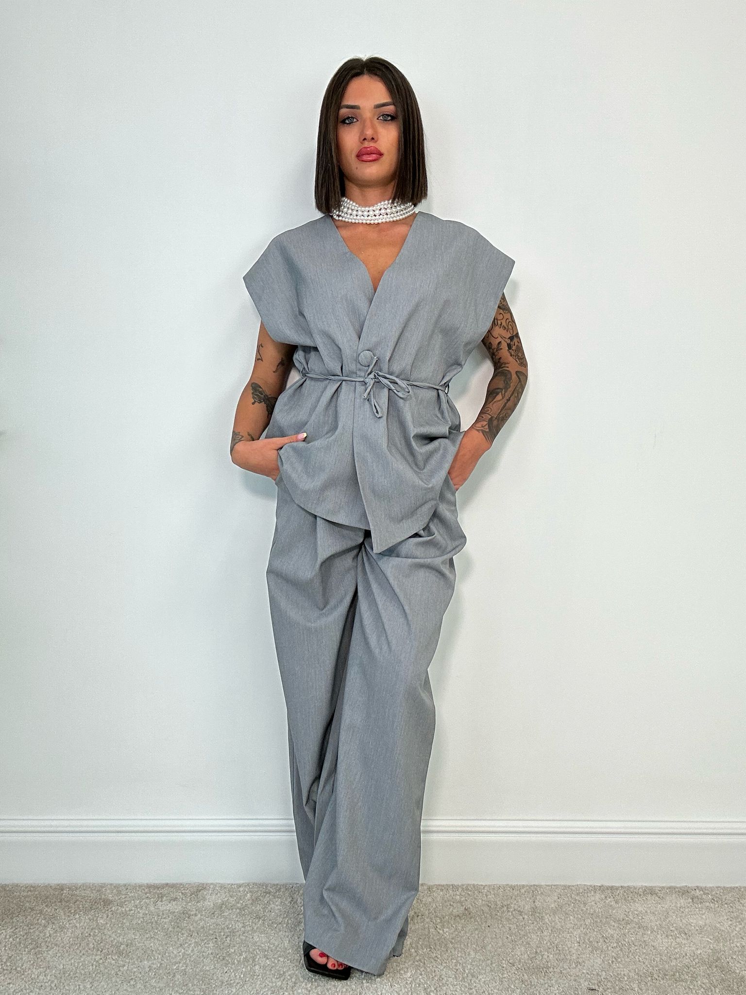 Coordinato Malaga (Giacca Smanicata+ Pantalone) Grigio