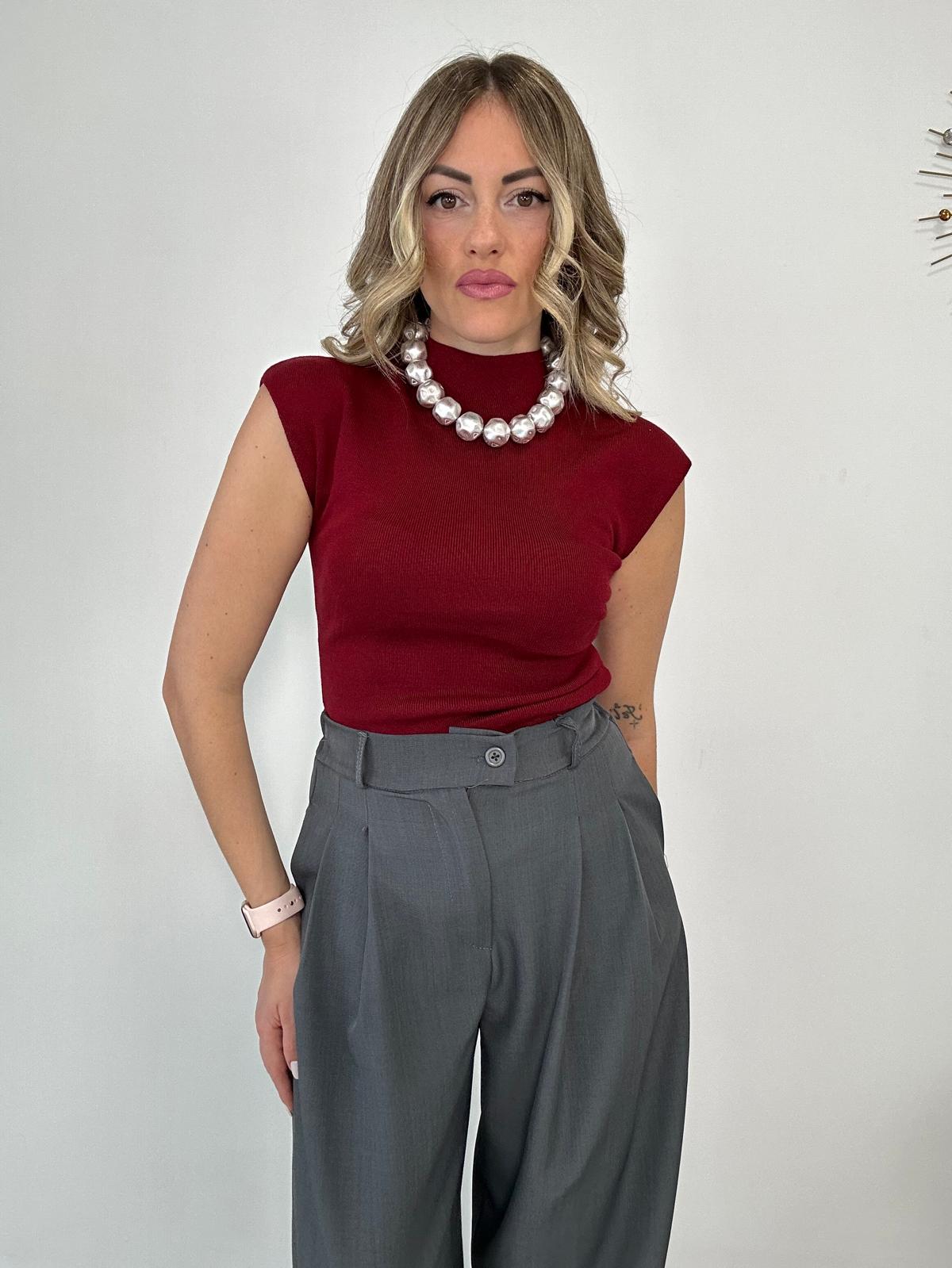 Maglia con taglio asimmetrico - Bordeaux