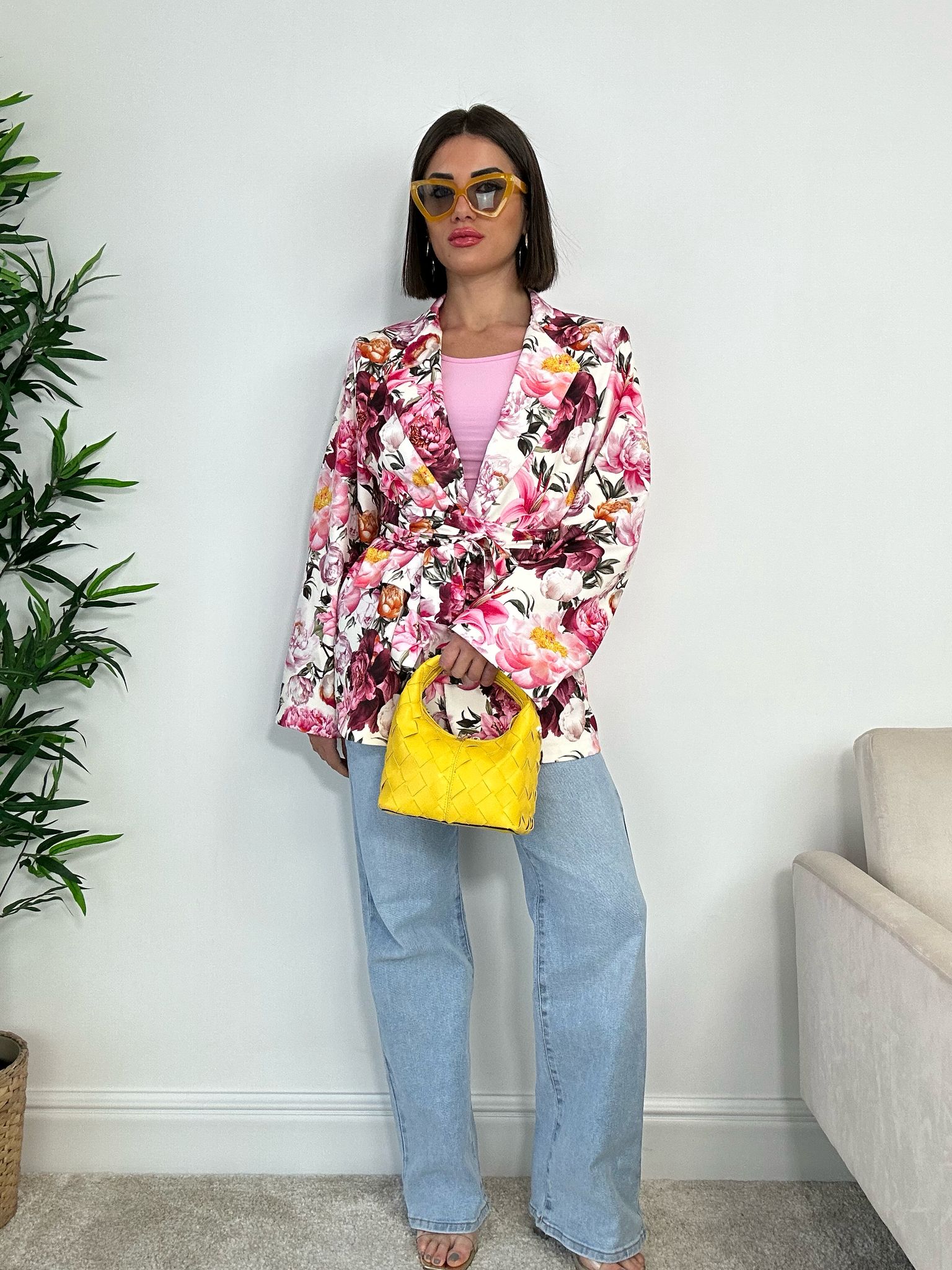 Blazer Floreale - Bianco e Fucsia