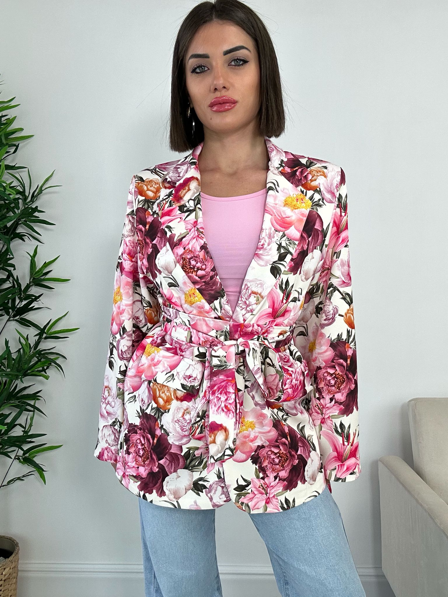Blazer Floreale - Bianco e Fucsia