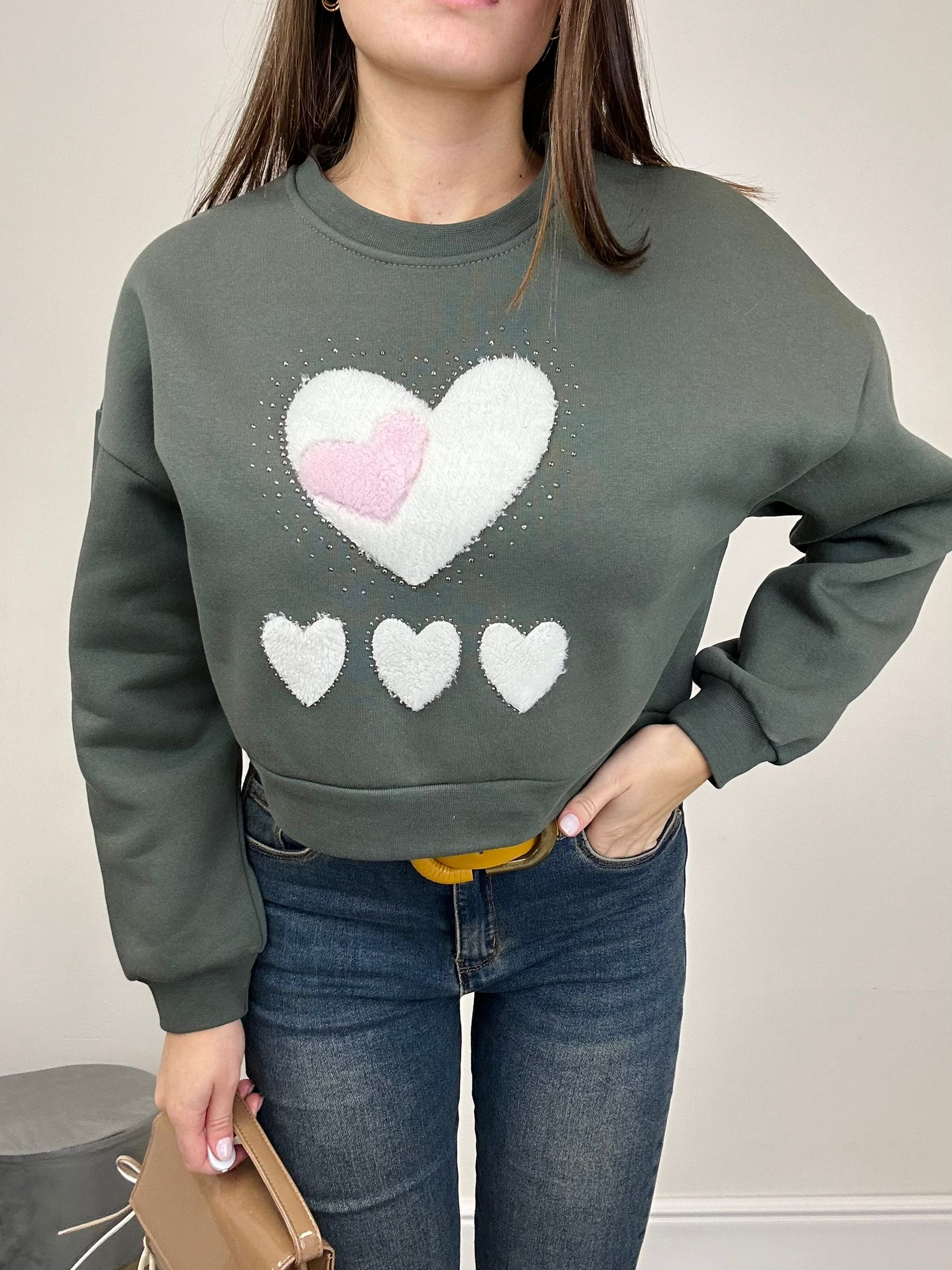 Sweat Coeurs - Vert