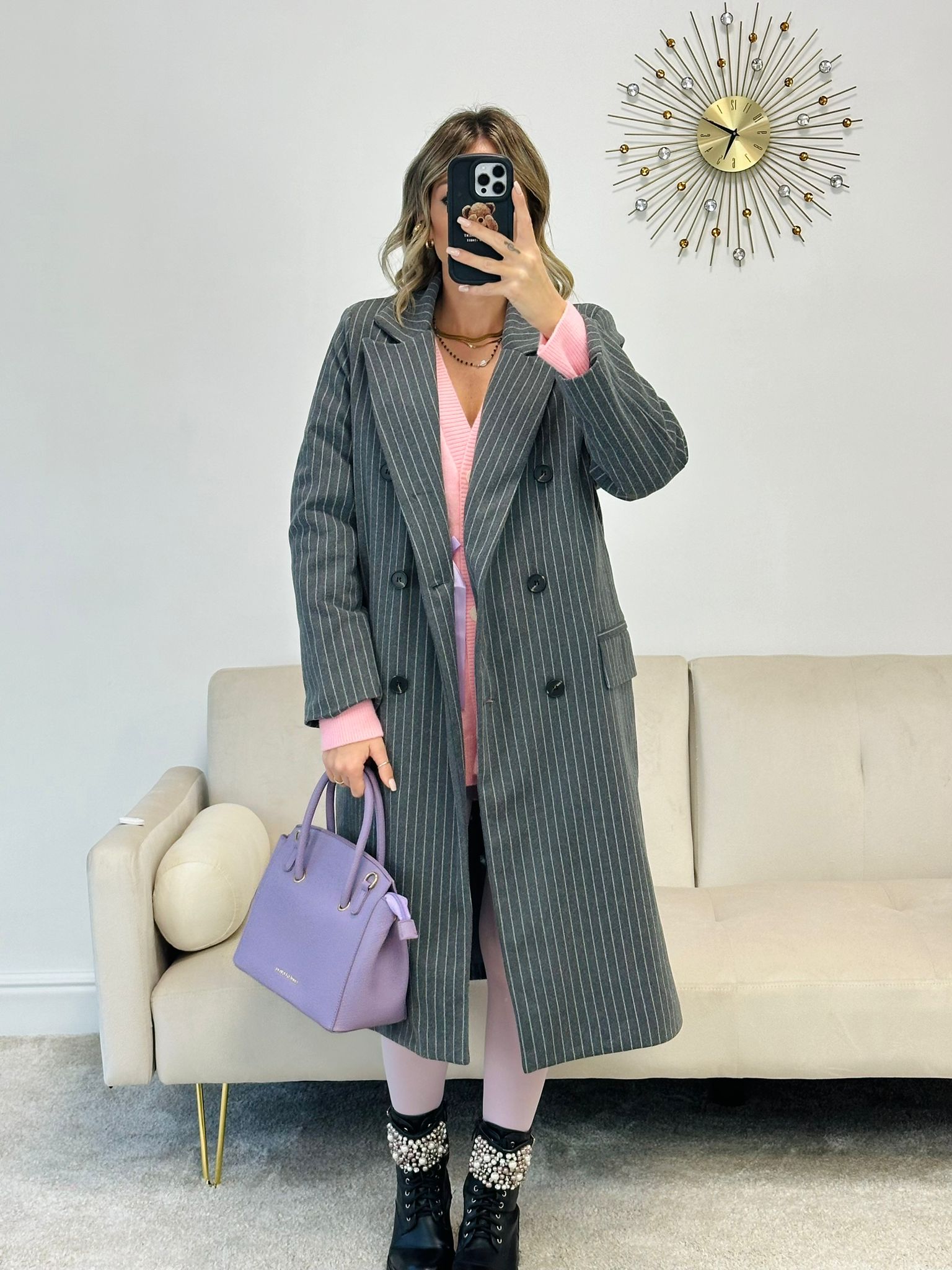 Cappotto Praga gessato - Grigio