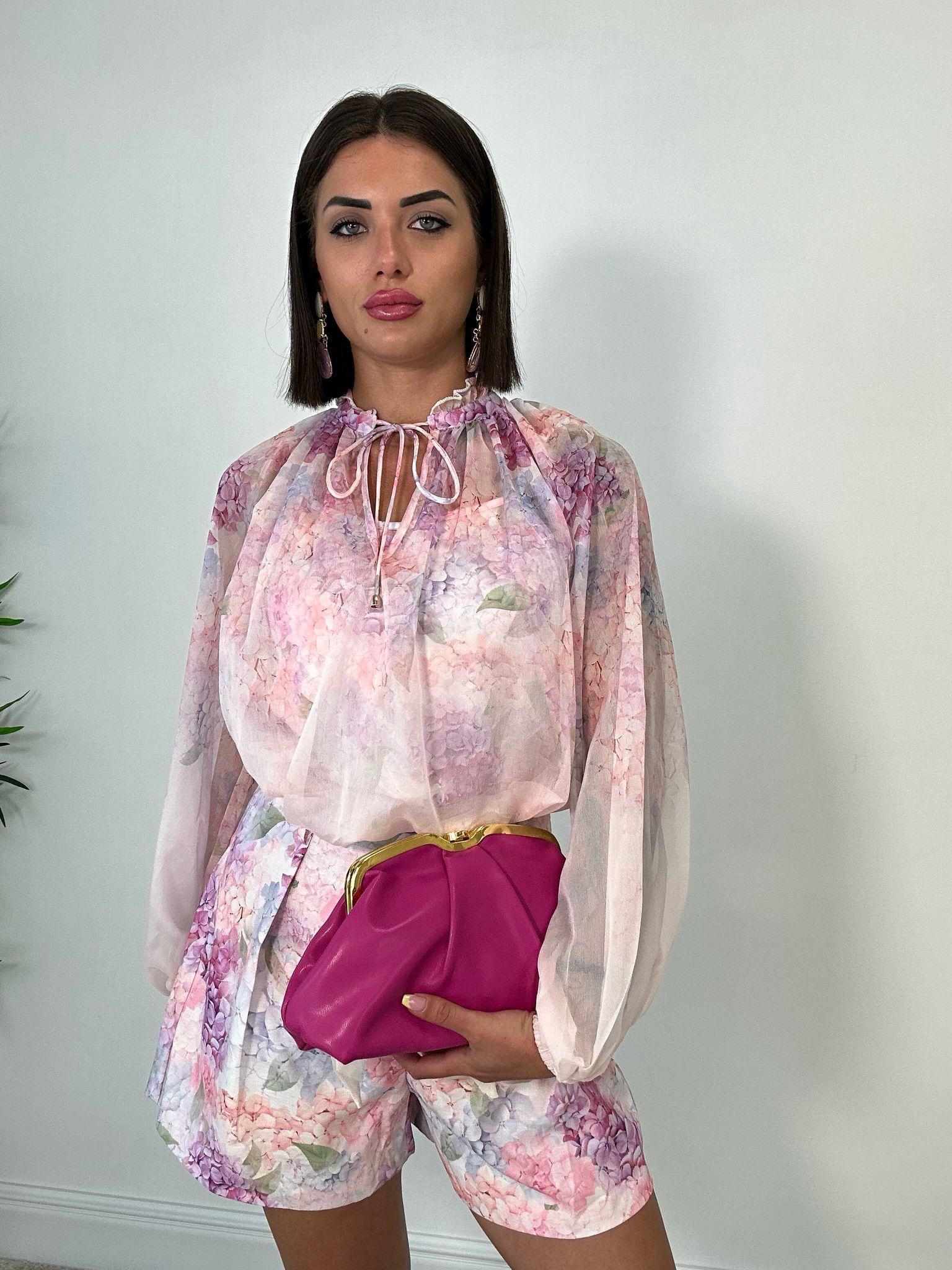 Coordinato ( Gonna + Camicia) floreale - Rosa