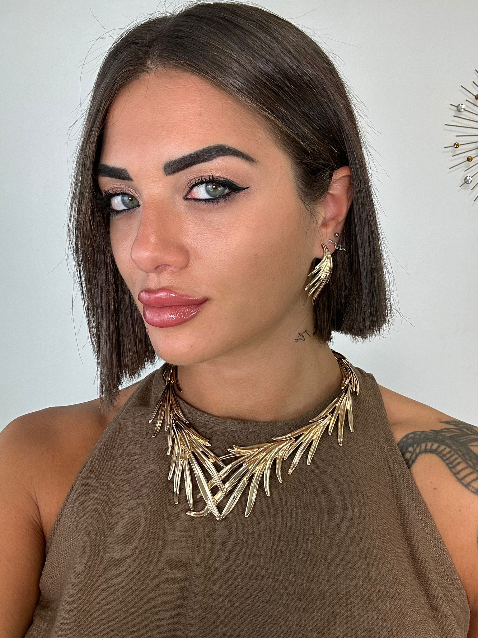 Collana + Orecchini a foglia - Oro