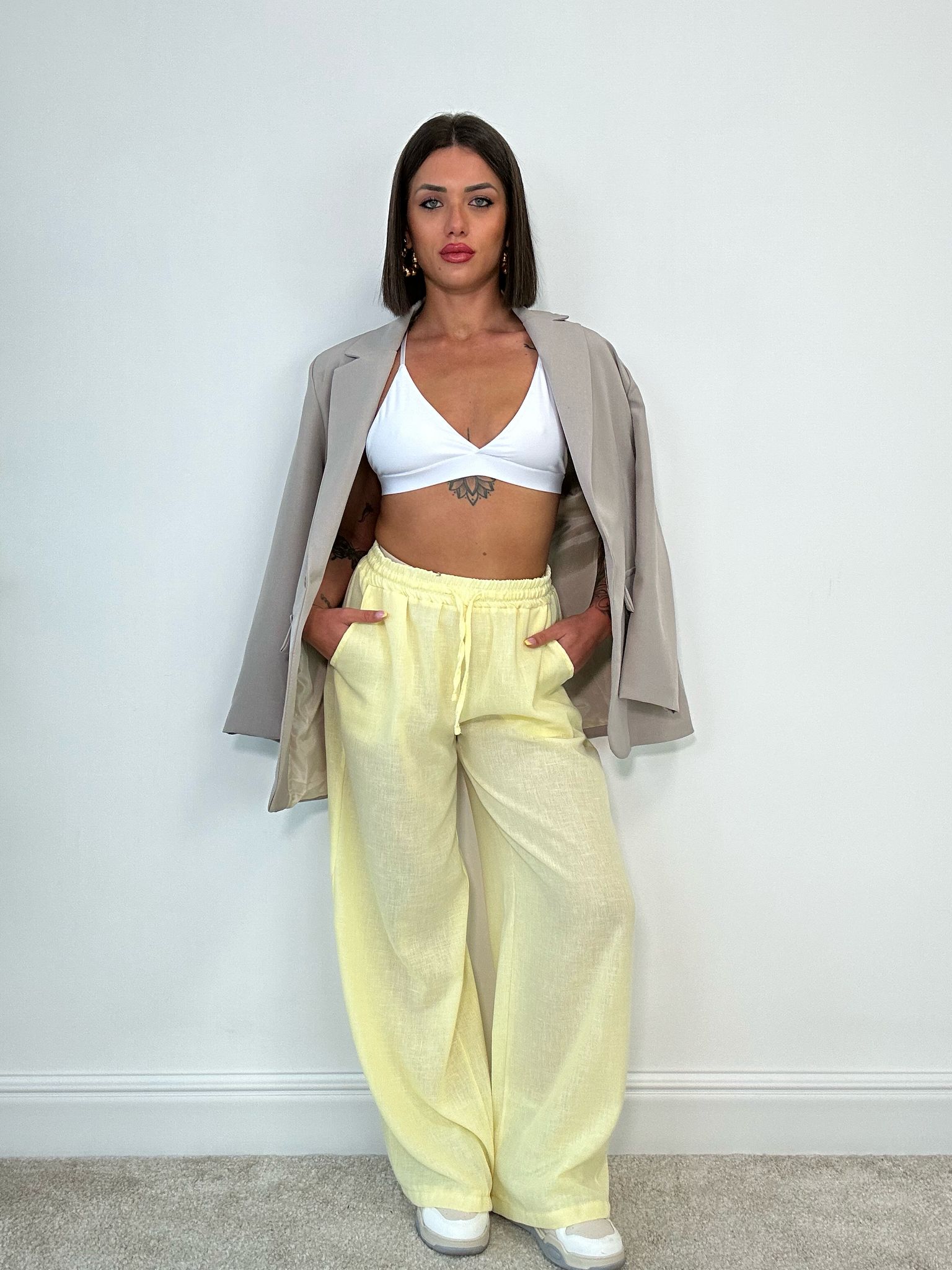 Pantalone in Lino con Laccetti - Giallo