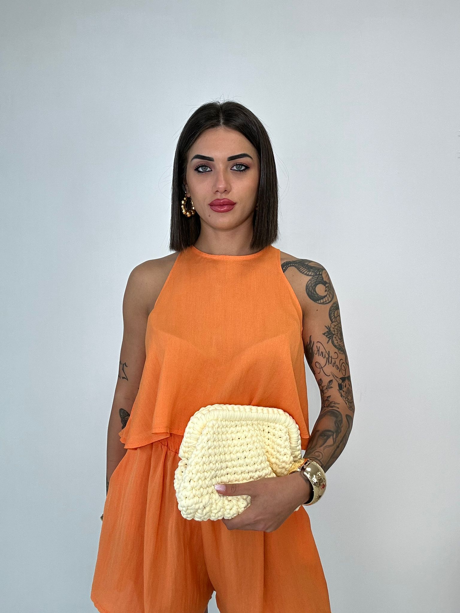 Coordinato Ludovica (Top + Pantaloncino) Arancione