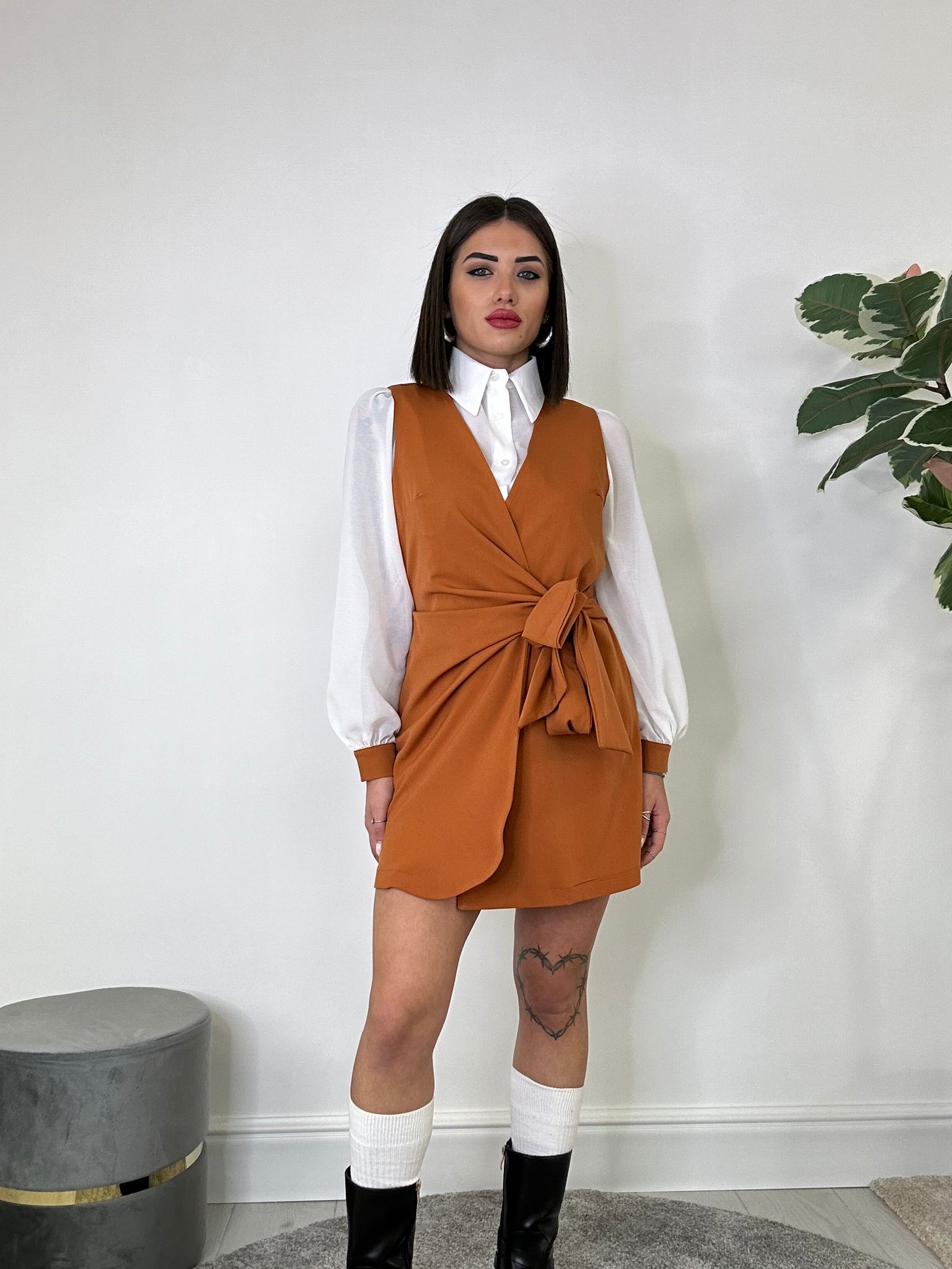 Robe avec chemise - Orange foncé