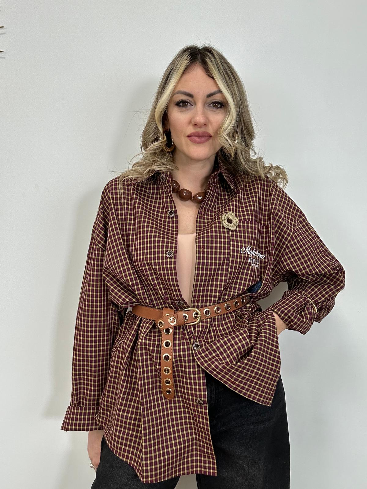 Camicia a quadretti MC930 - Giallo e Bordeaux