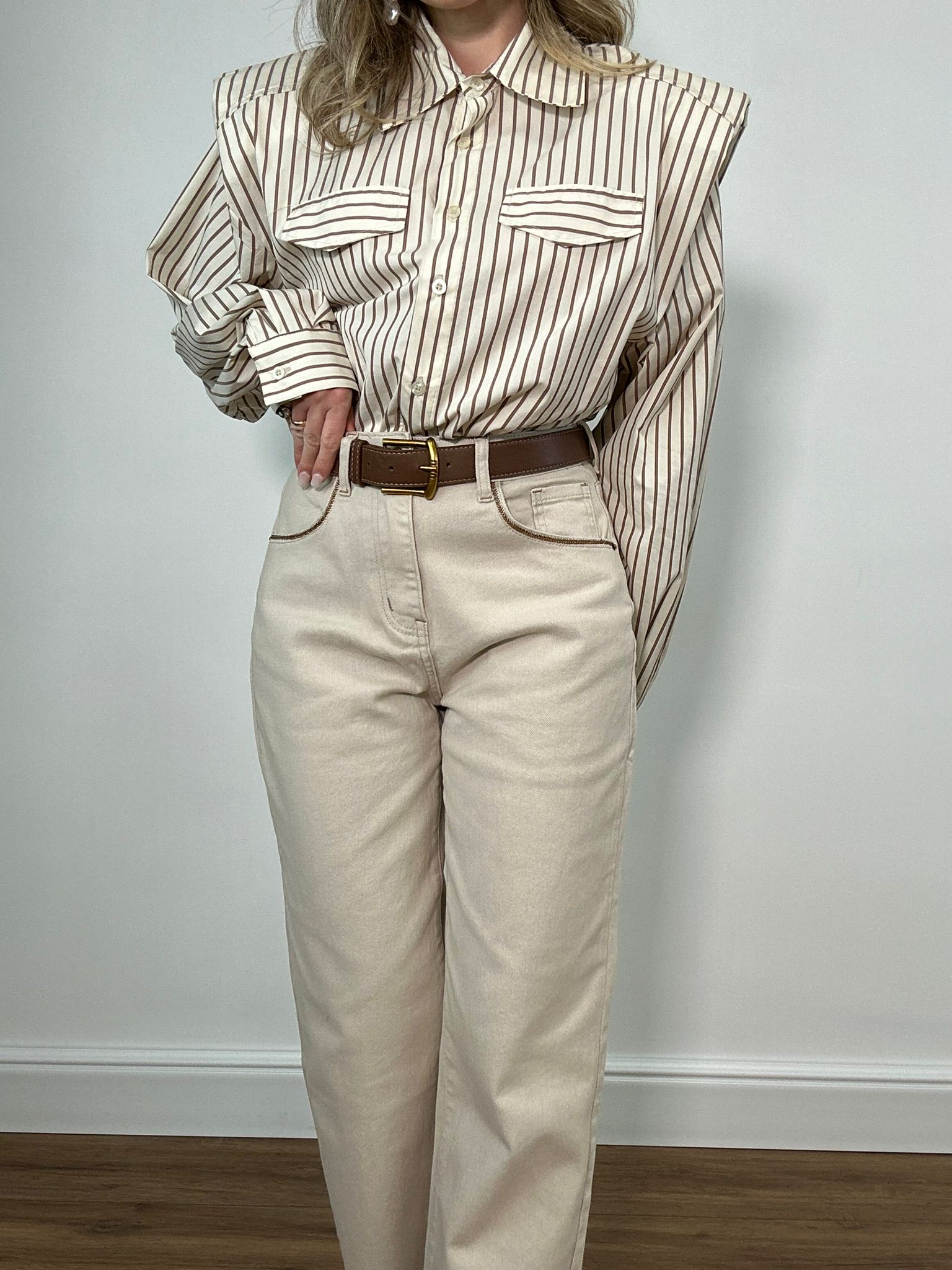 Jeans Mom Fit 32637 - Beige