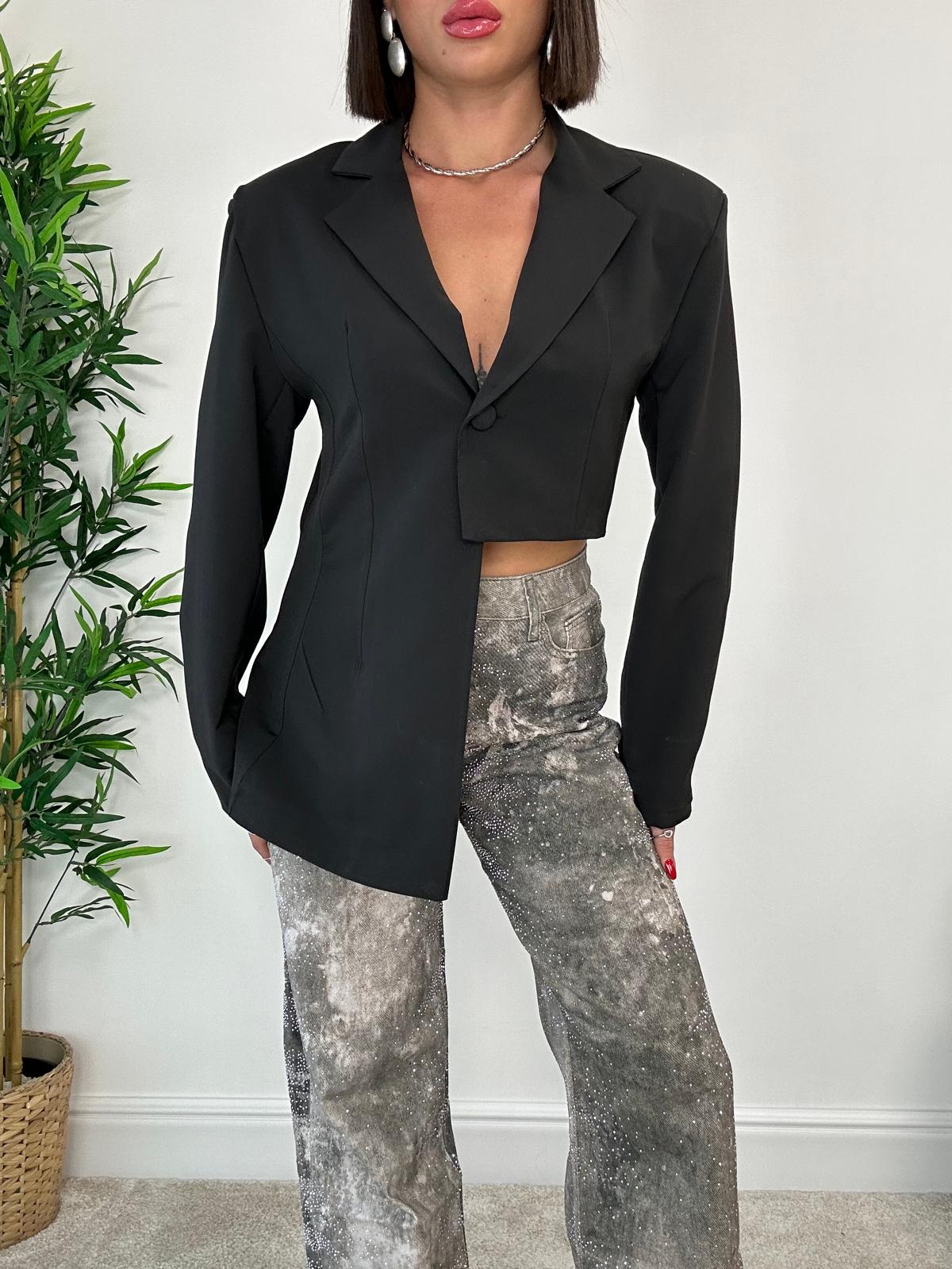 Blazer court asymétrique - Noir