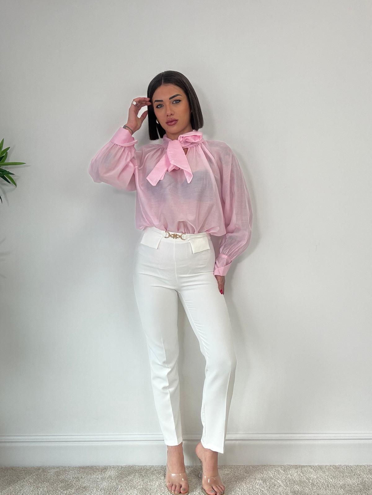 Camicia Blusa con Fiocco - Rosa